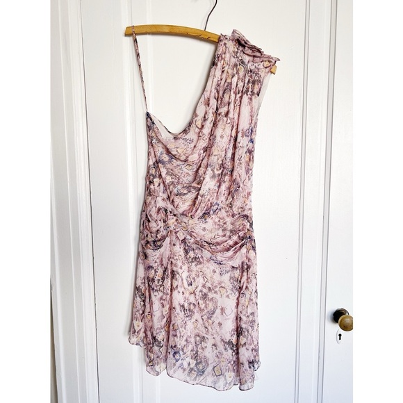 IRO • Freesia Dress silk chiffon one shoulder draped mini Lilas purple pink - Picture 2 of 14